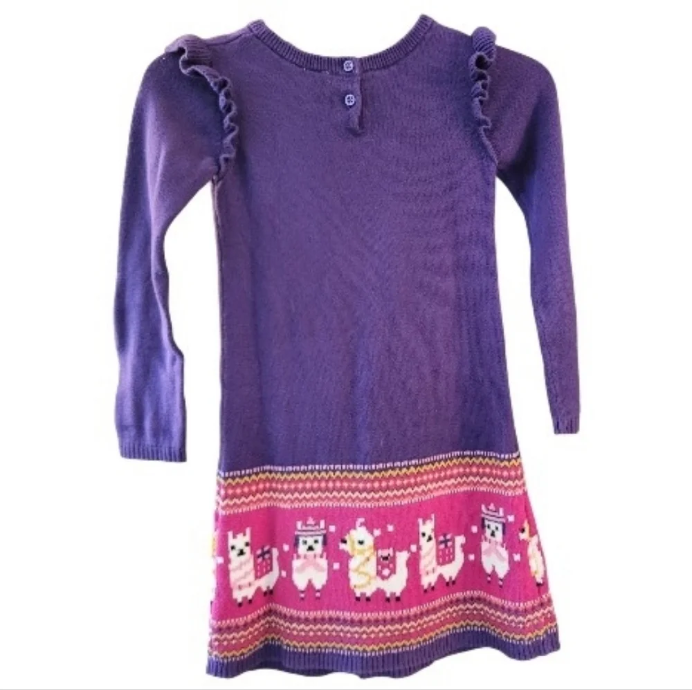 Gymboree Kids' Purple Little Llamas Sweater Dress - Size 7